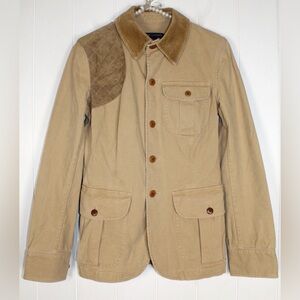 Vintage c. 2008 Ralph Lauren Field Jacket w/Corduroy Collar & Suede patch SZ: S